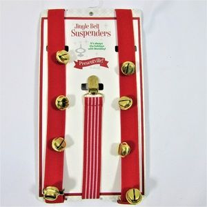 NEW Jingle Bells Suspenders Red White Christmas